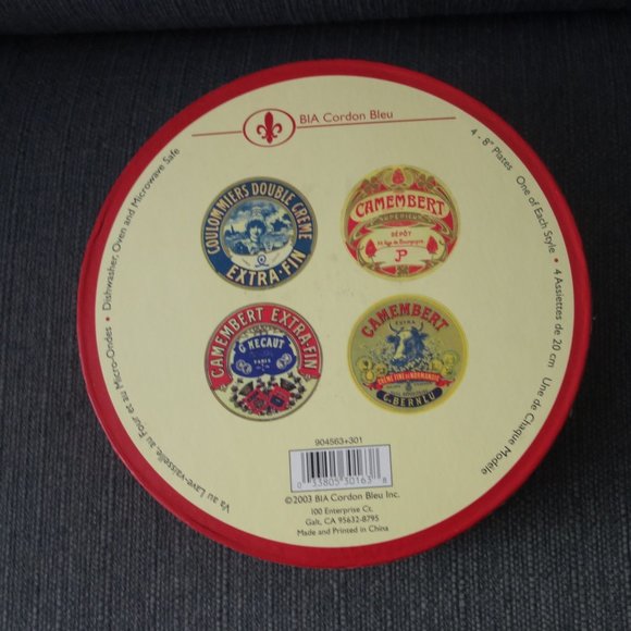 Set of Four(4) BIA Cordon Bleu Camembert 8" Ceramic Plates with Original Box - Picture 8 of 15
